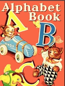 Handmade Set of FOUR 3.5x5 Vintage Retro Kid's ABC Animals Cotton Fabric Blocks - Picture 1 of 1