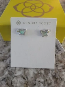 Kendra Scott Lillia Stud Earrings Silver Iridescent Abalone Shell NWT $65 BOX - Picture 1 of 2
