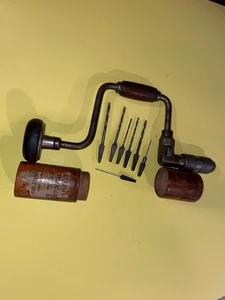 Antique Millers Falls 10" Brace Bit Ratchet Hand Auger w/ Union Twist Drill Set - Picture 1 of 12