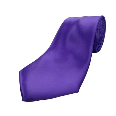 Geoffrey Beene Luxury Tie Solid Purple Polyester Satin Necktie 58" x 3.25" - Image 1 of 4