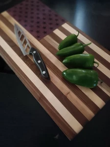 American Flag Cutting Board Walnut Maple & Purpleheart Hardwood Stars n Stripes - Bild 1 von 14