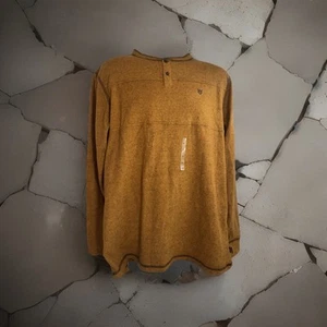 Para hombres Hebilla Veece Pullover 2 Botones Manga Larga Camisa Jaspeada Naranja Suave - Imagen 1 de 11