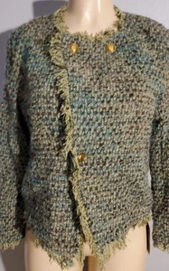 Eva Freedom Military Twill Blazer Jacke moosgrün strukturiert Fransen Gr. M - Bild 1 von 12
