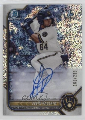 2022 Bowman Chrome Prospect Speckle Refractor /299 Felix Valerio #CPA-FV Auto - Image 1 of 2