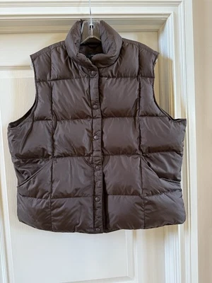Lands End Youth Down Snap Puffer Jacket Vest Brown Size XL 18-20 - Image 1 of 4
