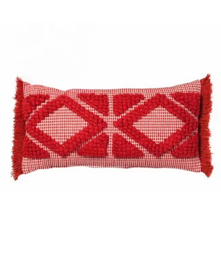Opal House Orange Red Diamond Skinny Lumbar Throw Toss Pillow - Set of 2 - Image 1 of 4