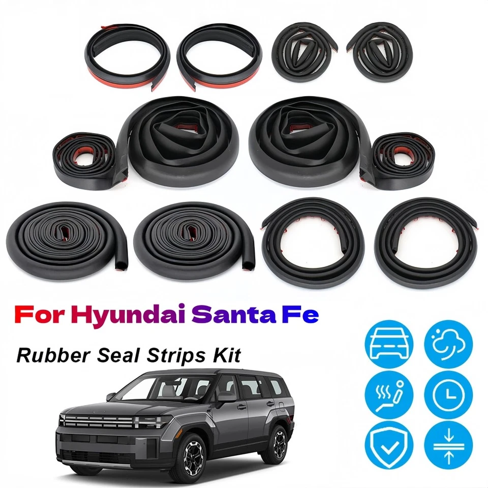 Tiras de sellado de goma para reducción de ruido del viento corriente de clima para Hyundai Santa Fe Foto 1 de 4