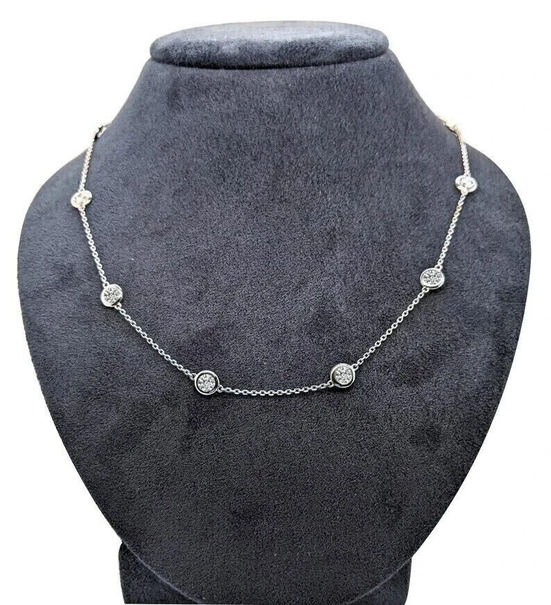 2.00ct GHSI Natural Diamond By The Yard Station Women's Pendant 14k White Gold - Изображение 1 из 4