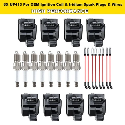 8x Bobina de encendido UF413 y bujía y cable para Chevrolet Corvette 2005-2007 6,0 L Foto 1 de 4