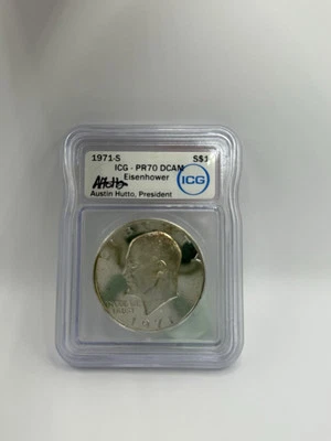 1971-S Eisenhower Silver Dollar PR70 DCAM ICG - Deep Cameo Proof Ike Dollar Rare - Image 1 of 2
