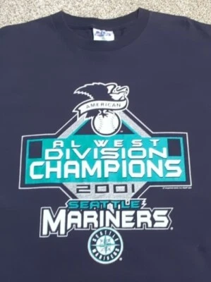 Camiseta De Colección Seattle Mariners 2001 Campeones de la División Oeste de la Liga Americana Ichiro 116 Win XL Foto 1 de 4