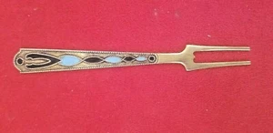 Russische Emaille Vermeil 875 Silber Meeresfrüchte oder Cocktail Gabel #3862 - Bild 1 von 5