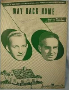 Way Back Home Sheet Music 1949 Voice Guitar Piano Ukelele Bing Crosby - Picture 1 of 3