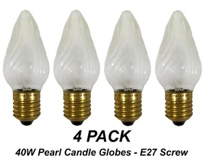 4 x 40W Incandescent Candle Light Globes Bulbs Lamps E27 Screw Pearl Frosted - Picture 1 of 2