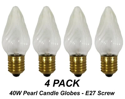 4 x 40W Incandescent Candle Light Globes Bulbs Lamps E27 Screw Pearl Frosted - Image 1 of 2