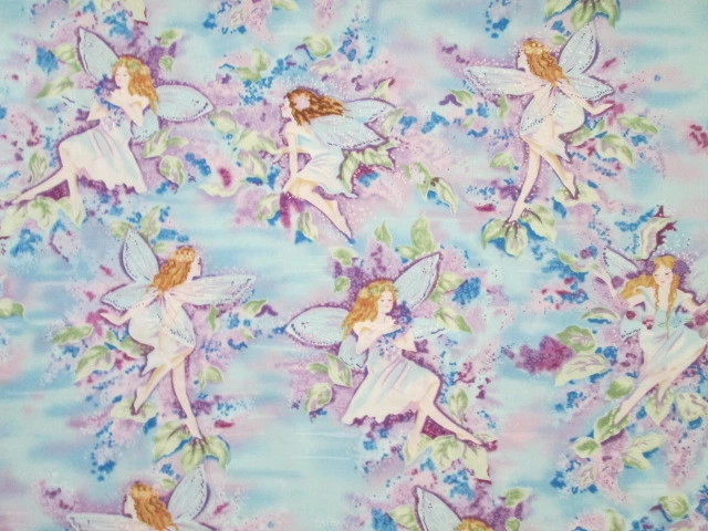 Fairy Fairies Glittler Wings Cotton Fabric Timeless Treasures CM8596 by The Yard