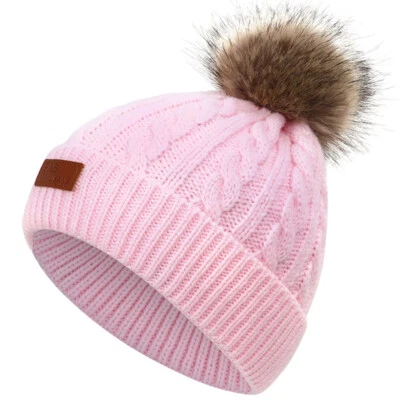 Bebé Niño Invierno Cálido Tejido Piel Pom Bobble Sombrero Gorro Gorra Para Niño Niña Niño. Foto 1 de 4
