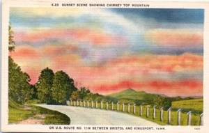 Tennessee Postkarte US Route 11W Sonnenuntergang Schornstein Top Berg Bristol Kinsport TN - Bild 1 von 2