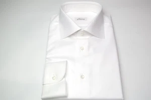 NUEVA CAMISA DE VESTIR BRIONI Blanca 100% Algodón Talla 17 EE. UU. 43 EU (MA55) - Imagen 1 de 3