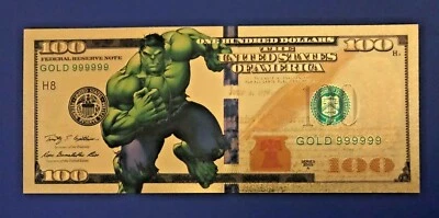 The Avengers INCREDIBLE HULK Gold $1 Million Banknote Marvel Super Heroes - Image 1 of 2