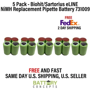 NEW 5 Pack Biohit/Sartorius eLINE Pipette NiMH Replacement Battery 731009 - Picture 1 of 12