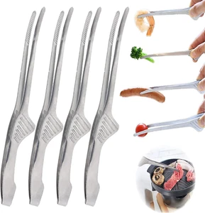 4 Pcs Stainless Steel Grill Tongs, Korean Japanese BBQ Tongs Kitchen Tongs, I... - Picture 1 of 12