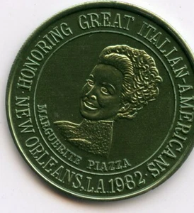 Mardi Gras Doubloon Italian American Marching Club 1982 Aluminum Green - Picture 1 of 2