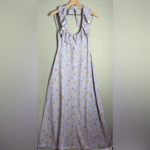 WeWoreWhat Ruffle Halter Floral Midi Dress Purple Cottagecore Women's S - Picture 1 of 12