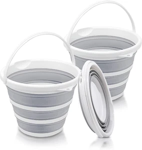 2-Pack Collapsible Buckets 2.6 Gallon 10L Large Capacity Essential RV Garden Car - Picture 1 of 1