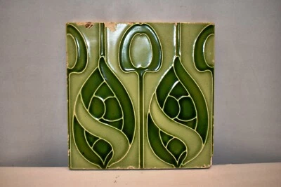 Azulejo de pared antiguo Minton Hollins & Co patrón de flor Stoke On Trent porcelana "47 Foto 1 de 4