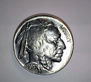 1937-P Bonito brillo sin circular níquel búfalo (5-01-02) - Imagen 1 de 2