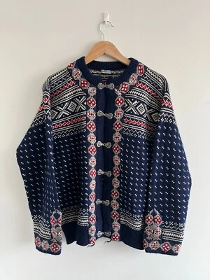 Vintage Dale of Norway Wool Blue Unisex Jumper Cardigan Fair Isle Sweater M-L - Image 1 of 4