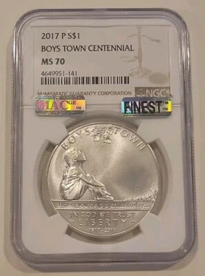 2017 P Boys Town Silver Dollar NGC MS70 MAC Finest - Image 1 of 2