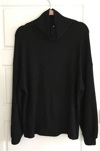 Sanctuary Woman’s XXL Black Waffle Weave Turtle Neck Long Sleeve Sweater Top NWT - Picture 1 of 6
