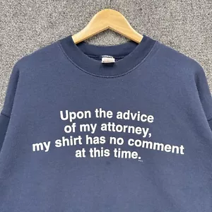 Vintage lustiges Zitat Sweatshirt Herren Medium Navy Spellout 90s Skate Faded Law - Bild 1 von 6