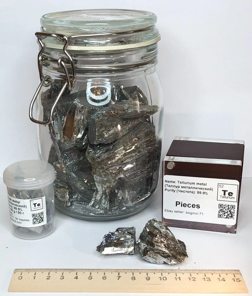 Tellurium Metal Element Sample 100 - 4900 grams Chunks 99.9% Pure Periodic Table - Image 1 of 1