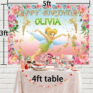Tinkerbell Personalised Custom Banner Backdrop Party Supplies Birthday Gift - Picture 1 of 6