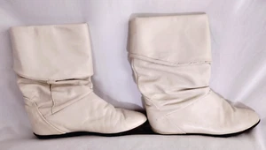 DEXTER USA Slouchy Tan Leather Heeled Boots Women's Size 6M Cream 237812 - Picture 1 of 9