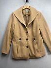 JM Collection Coat Women’s Faux Wool Tan Size Medium Buttons Pockets Lined 