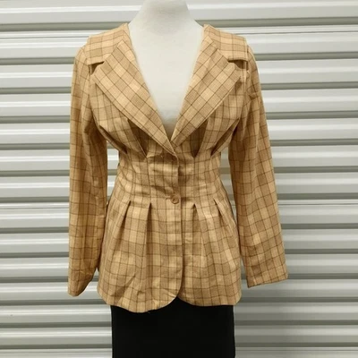 Blazer feminino Topshop tamanho 2 amarelo preto xadrez academia escola sem noção menina - Imagem 1 de 4
