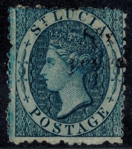 St. Lucia 1863 SG 10 "Six Pence" on 4d Indigo CROWN CC WMK Perf 12 1/2 MHR VF - Picture 1 of 2