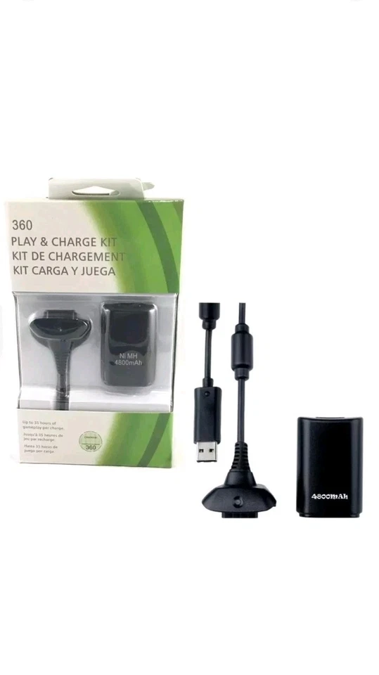 Xbox 360 Rechargeable Battery Pack Play & Charge Kit Battery black 4800mAh - Image 1 of 3