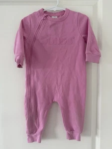 Bonds Bodysuit Tech Sweats Pink Orchid Zip Wondersuit Size 0 - 6-12 Months EUC - Picture 1 of 6