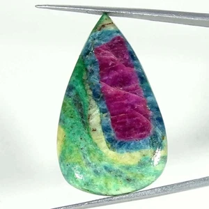 49.60Cts Natural Ruby In Fuchsite Pear Cabochon Loose Gemstone - Picture 1 of 5