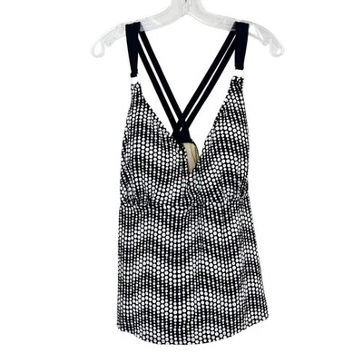 NEW Lane Bryant Black & White Polka Dot Print Padded Tankini Swim Top Size 24 - Image 1 of 4
