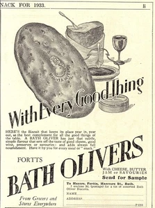 Original 1933 Reklame für Fortts "BATH OLIVER" Kekse Vintage Kleindruckanzeige - Bild 1 von 1