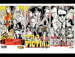 Quentin Tarantino Poster - Three Classic Movies - 37 1/2" x 23" - Vinyl Wall Art - Picture 1 of 9