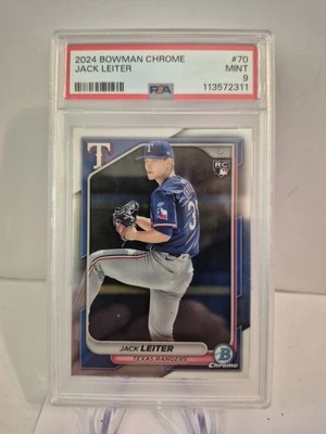 PSA 9 Jack Leiter Bowman Chrome Rookie #70 Texas Rangers - Image 1 of 2