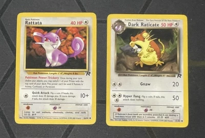 Pokemon Base Set Team Rocket Rattata Dark Raticate Evolution Set 51/82 66/82 - Image 1 of 4