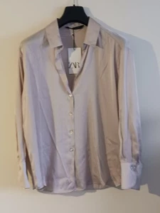 Zara Womens Beige Button Up Blouse 2XL XXL Oversized Relaxed Comfortable ,BNWT - Picture 1 of 8
